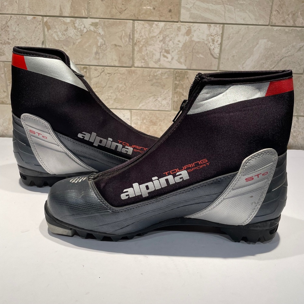 Alpina ST10 Touring Sport Cross Country Ski Boots NNN Black Silver Red Size 40‎